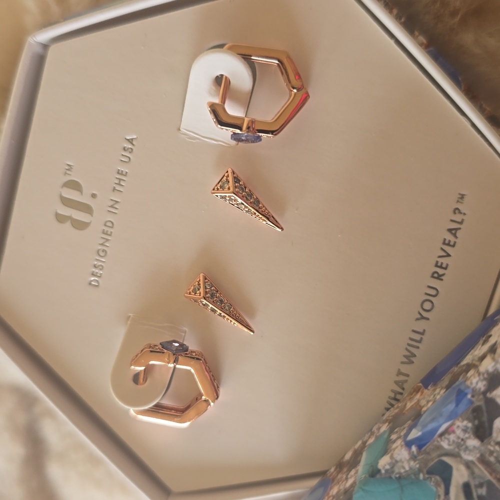 Rose Gold Hoops With Matching Studs 'The Lorelai Earrings' RBP7101 Bomb Party